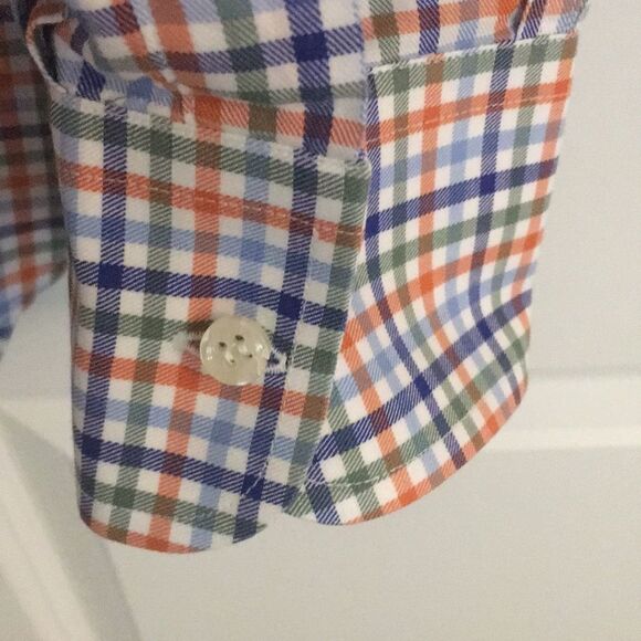 Paul & Shark Yachting Button down LS Shirt Blue Green Orange white check shirt - Picture 4 of 4